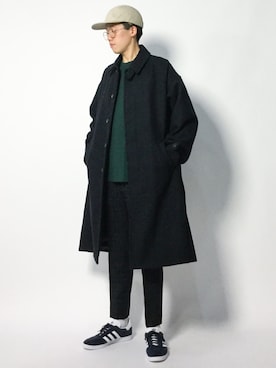 「BEAMS（ビームス）のアイテム（ステンカラーコート）」を使った、まっこいさん（メンズ・178cm）の秋コーディネート