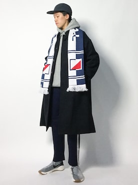 「BEAMS（ビームス）のアイテム（ステンカラーコート）」を使った、まっこいさん（メンズ・178cm）の秋コーディネート