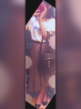 「パシオスのアイテム（チョーカー、ブラック系）」を使った、さえぐささん（レディース・155cm）の夏コーディネート