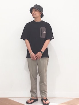 「coen（コーエン）のアイテム（帽子）」を使った、coen Takadaさん（メンズ・171cm）の夏コーディネート