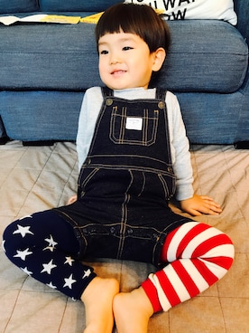 「Carter's（カーターズ）のアイテム（オールインワン・サロペット）」を使った、K👶さん（キッズ・90cm）の冬コーディネート