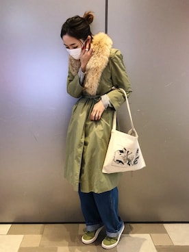 「PUMA」｜「アイテム（トレンチコート）」を使った、Satomiさん（レディース・162cm）の冬コーディネート