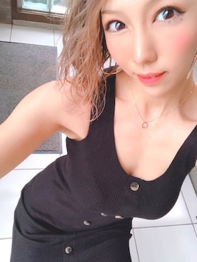 「おおぶりピアス」｜「アイテム（ワンピース）」を使った、ちいさん（レディース・168cm）の夏コーディネート
