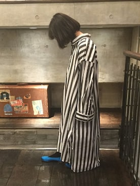 「アイテム（シャツワンピース、ブラック系）」を使った、KEIさん（レディース・152cm）の冬コーディネート