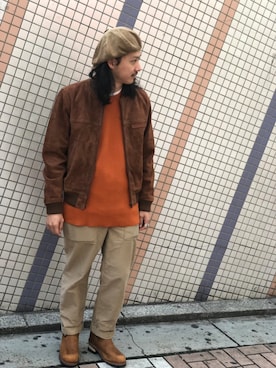 「アイテム（ブルゾン）」を使った、purinさん（メンズ・173cm・30代）の秋コーディネート