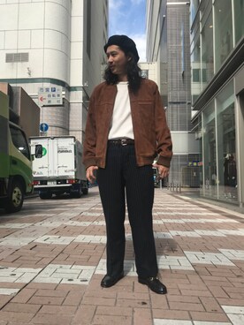 「アイテム（ブルゾン）」を使った、purinさん（メンズ・173cm・30代）の秋コーディネート