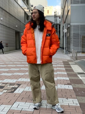 「AVIREX（アヴィレックス）のアイテム（ダウンジャケット/コート）」を使った、purinさん（メンズ・173cm）の秋コーディネート