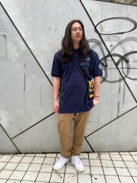 「アイテム（ポロシャツ）」を使った、purinさん（メンズ・173cm・30代）の夏コーディネート