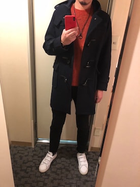 「green label relaxing（グリーンレーベルリラクシング）のアイテム（ダッフルコート）」を使った、micさん（メンズ・189cm）の春コーディネート