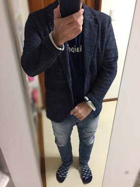 「oblekt（オブレクト）のアイテム（パンツ）」を使った、lupinyasuさん（メンズ・169cm）の冬コーディネート