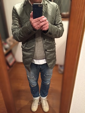 「oblekt（オブレクト）のアイテム（パンツ）」を使った、lupinyasuさん（メンズ・169cm）の冬コーディネート