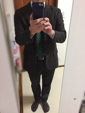 「水玉」｜「アイテム（フォーマルスーツ/小物）」を使った、lupinyasuさん（メンズ・169cm）の冬コーディネート