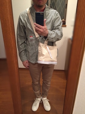 「CAL O LINE（キャルオーライン）のアイテム（ノーカラージャケット）」を使った、lupinyasuさん（メンズ・169cm）の春コーディネート