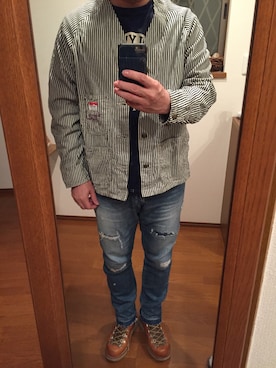 「oblekt（オブレクト）のアイテム（パンツ）」を使った、lupinyasuさん（メンズ・169cm）の春コーディネート