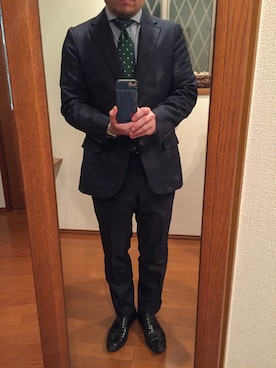 「MACKINTOSH PHILOSOPHY（ﾏｯｷﾝﾄｯｼｭ ﾌｨﾛｿﾌｨｰ）の【TROTTER】トロッタージャケット＃000 「ナンバーゼロ」（テーラードジャケット、ブルー系）」を使った、lupinyasuさん（メンズ・169cm）の秋コーディネート