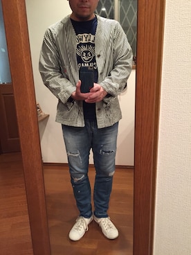 「oblekt（オブレクト）のアイテム（パンツ）」を使った、lupinyasuさん（メンズ・169cm）の秋コーディネート