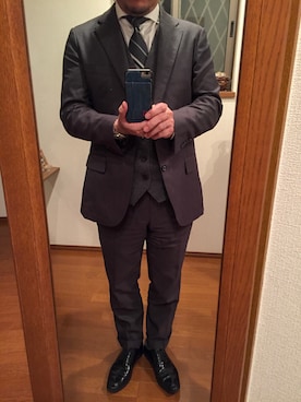 「鎌倉シャツ（カマクラシャツ）のアイテム（シャツ/ブラウス、ホワイト系）」を使った、lupinyasuさん（メンズ・169cm）の冬コーディネート