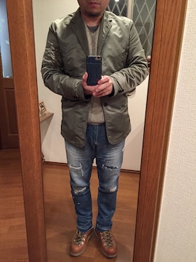 「oblekt（オブレクト）のアイテム（パンツ）」を使った、lupinyasuさん（メンズ・169cm）の冬コーディネート