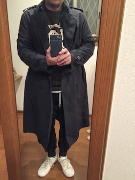 「BLUE BLUE（ブルーブルー）のアイテム（トレンチコート）」を使った、lupinyasuさん（メンズ・169cm）の冬コーディネート