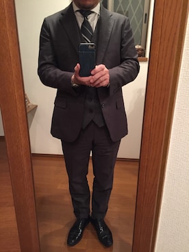 「鎌倉シャツ（カマクラシャツ）のアイテム（シャツ/ブラウス、ホワイト系）」を使った、lupinyasuさん（メンズ・169cm）の冬コーディネート