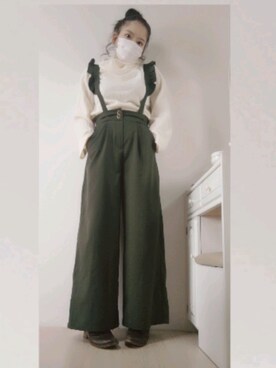 「息子」｜「アイテム（オールインワン・サロペット）」を使った、ま る の.さん（レディース・149cm）の冬コーディネート