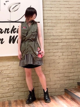 「パンクコーデ」｜「アイテム（スカート）」を使った、YUNさん（レディース・168cm）の春コーディネート
