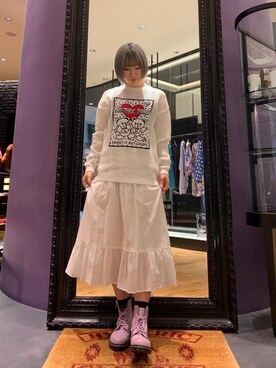 「ﾋﾞｯｸﾞｼﾙｴｯﾄ」｜「アイテム（スカート）」を使った、YUNさん（レディース・168cm）の春コーディネート
