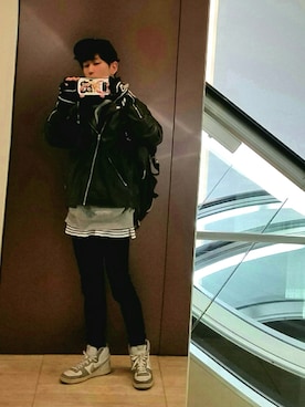 「SENSE OF PLACE by URBAN RESEARCH（センスオブプレイスバイアーバンリサーチ）のアイテム（ライダースジャケット）」を使った、kzkbirdさん（メンズ・171cm）の冬コーディネート