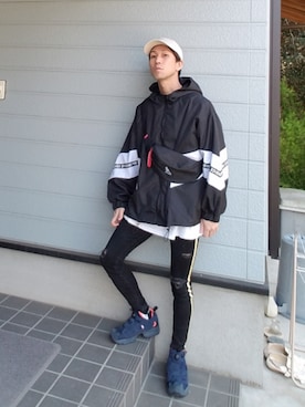 「no brand（ノーブランド）のアイテム（ナイロンジャケット）」を使った、kzkbirdさん（メンズ・172cm）の春コーディネート