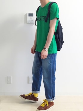 「黄色い靴下」｜ぽるぽるさん（メンズ・170cm）の夏コーディネート