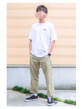 「GEO（ジェオ）のアイテム」を使った、ヒデさん（メンズ・180cm）の夏コーディネート