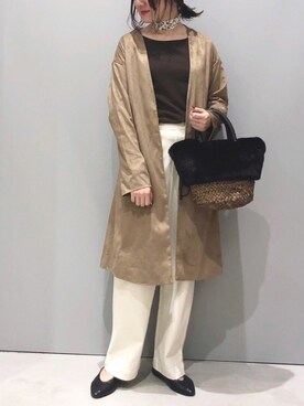 「ガウンコート」｜「アイテム（財布/小物）」を使った、mioさん（レディース・163cm）の秋コーディネート