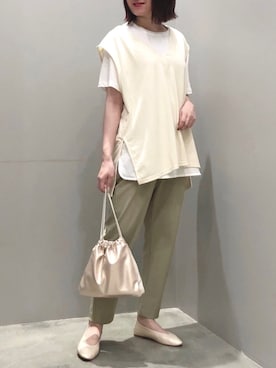 「消えそうな色コーデ」｜mioさん（レディース・163cm）の夏コーディネート