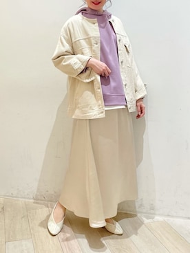 「LEPSIM」｜「アイテム（ノーカラージャケット）」を使った、mioさん（レディース・163cm）の春コーディネート