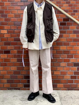 「Maison Margiela（メゾンマルジェラ）のMaison Margiela Replica Leather And Suede Sneakers（スニーカー）」を使った、renyaさん（メンズ・169cm）の冬コーディネート