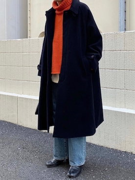 「アイテム（ステンカラーコート）」を使った、renyaさん（メンズ・169cm・20代）の冬コーディネート