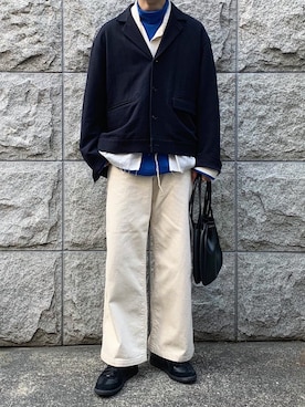 「Maison Margiela（メゾンマルジェラ）のMaison Margiela Replica Leather And Suede Sneakers（スニーカー）」を使った、renyaさん（メンズ・169cm）の冬コーディネート