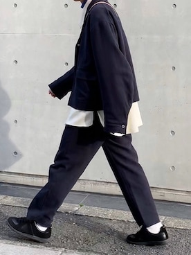 「Maison Margiela（メゾンマルジェラ）のMaison Margiela Replica Leather And Suede Sneakers（スニーカー）」を使った、renyaさん（メンズ・170cm）の春コーディネート