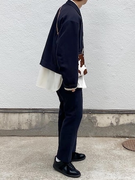 「Maison Margiela（メゾンマルジェラ）のMaison Margiela Replica Leather And Suede Sneakers（スニーカー）」を使った、renyaさん（メンズ・170cm）の春コーディネート