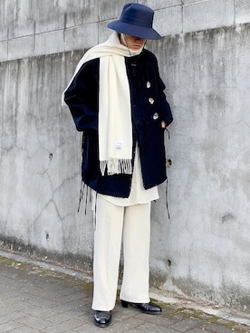 「STUDIO NICHOLSON（スタジオニコルソン）のアイテム（帽子）」を使った、renyaさん（メンズ・170cm）の冬コーディネート