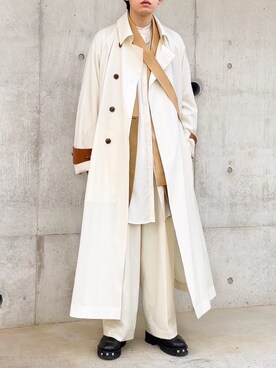 ベストを使った 白コート のメンズ人気ファッションコーディネート Wear