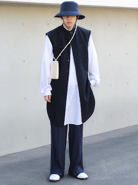 「STUDIO NICHOLSON（スタジオニコルソン）のアイテム（帽子）」を使った、renyaさん（メンズ・170cm）の春コーディネート