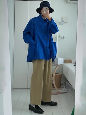 「STUDIO NICHOLSON（スタジオニコルソン）のアイテム（帽子）」を使った、renyaさん（メンズ・170cm）の春コーディネート