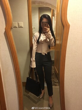 「通勤穿搭」｜「アイテム（パンプス）」を使った、Riko不回头さん（レディース・158cm）の夏コーディネート