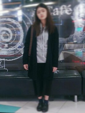 「NET（ネット）のアイテム（ノーカラージャケット）」を使った、Tanyaさん（レディース・156cm）の冬コーディネート