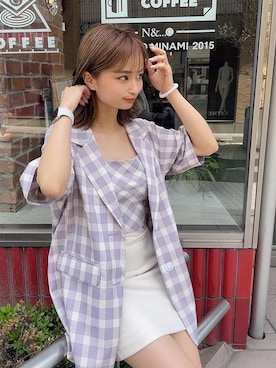 「SPIRALGIRL（スパイラルガール）のアイテム（ジャケット/アウター）」を使った、𝗪𝗔𝗞𝗔𝗞𝗢さん（レディース・153cm）の夏コーディネート