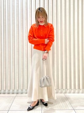 「オレンジ🍊」｜清水　オデット エ オディール スタッフさん（レディース・164cm）の冬コーディネート