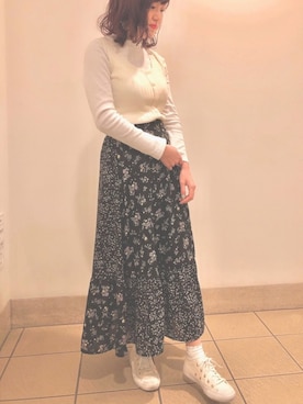 「スカラップ」｜「アイテム（デニムジャケット）」を使った、いがいはるかさん（レディース・159cm）の春コーディネート