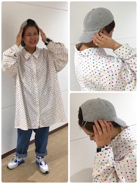 「アイテム（帽子）」を使った、14+ 北大路VIVRE店 スタッフさん（レディース・153cm）の夏コーディネート