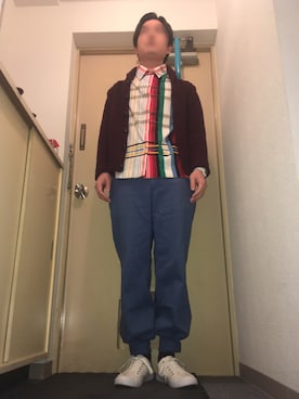 「present（プレゼント）のアイテム（パンツ）」を使った、たっしーさん（メンズ・167cm）の春コーディネート